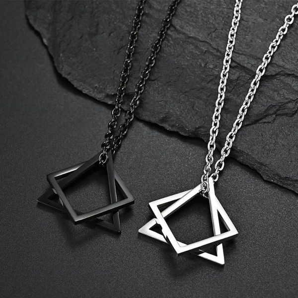 pendant necklaces geometry interlocking square triangle for men stainless steel fashion trendy geometric streetwear necklace, Silver
pendant necklaces geometry interlocking square triangle for men stainless steel fashion trendy geometric streetwear necklace, Silver