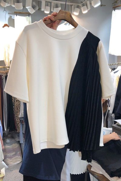 summer new pleated patchwork short sleeve o neck t-shirt women's loose fashion simple 210421, White
summer new pleated patchwork short sleeve o neck t-shirt women's loose fashion simple 210421, White