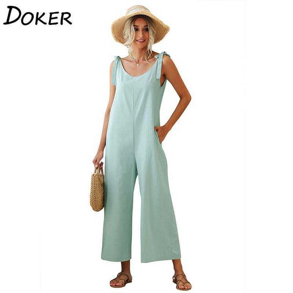 female summer jumpsuit sleeveless bow loose wide leg pants solid color mono women 210604, Black;white
female summer jumpsuit sleeveless bow loose wide leg pants solid color mono women 210604, Black;white