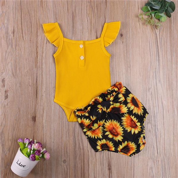 baby girl summer casual outfits 3 pcs,infant ribbed sleeve square collar button romper + sunflower print shorts belt clothing sets, White
baby girl summer casual outfits 3 pcs,infant ribbed sleeve square collar button romper + sunflower print shorts belt clothing sets, White