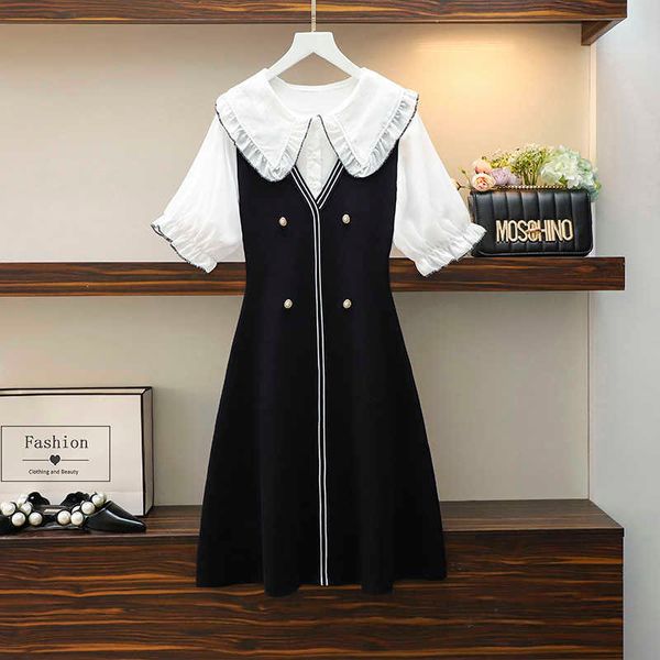 s-3xl plus size women vintage kint sweater dress summer chiffon patchwork short sleeve button kintting thin dresses vestido 210604, Black;gray
s-3xl plus size women vintage kint sweater dress summer chiffon patchwork short sleeve button kintting thin dresses vestido 210604, Black;gray