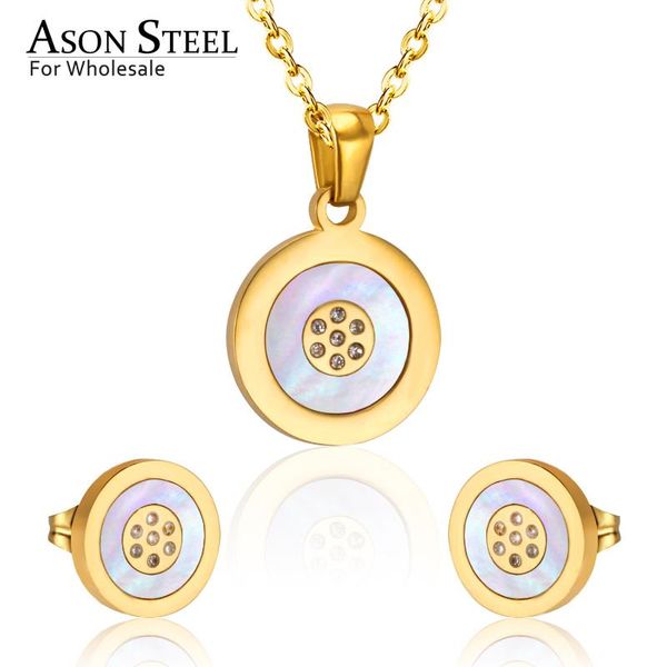earrings & necklace asonsteel shell 316l stainless steel gold bridal wedding jewelry set for women 2021 round pendant small stud earring, Silver
earrings & necklace asonsteel shell 316l stainless steel gold bridal wedding jewelry set for women 2021 round pendant small stud earring, Silver