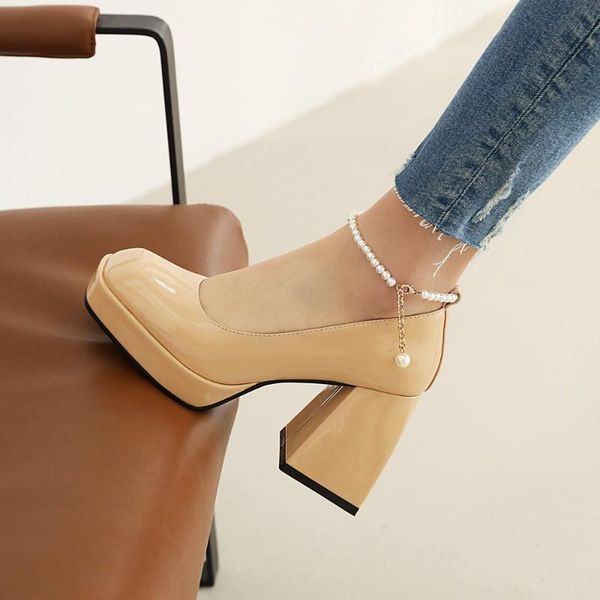 dress shoes women pumps spring autumn plus size 2022 square toe platform super high heels pearls ankle strap wedding fashion, Black
dress shoes women pumps spring autumn plus size 2022 square toe platform super high heels pearls ankle strap wedding fashion, Black