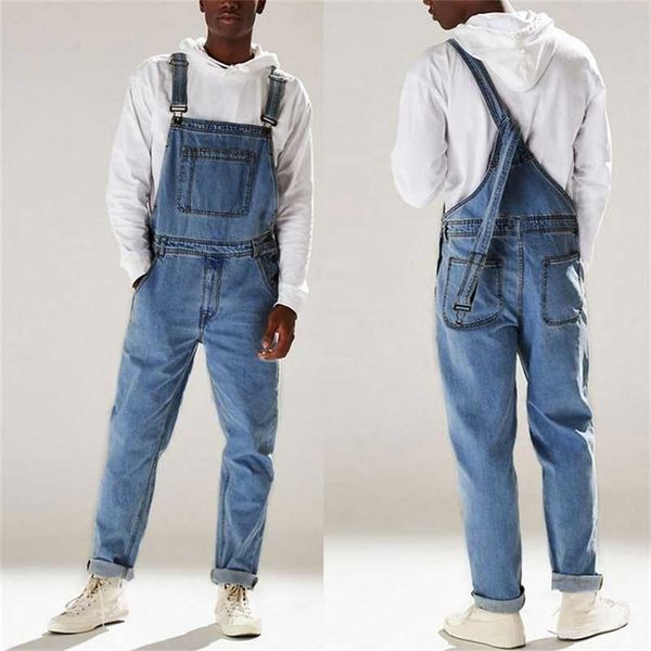 men's denim bib pants washed full length jeans jumpsuits hip hop straight jean overalls for men streetwear male jumpsuit 211202, Blue
men's denim bib pants washed full length jeans jumpsuits hip hop straight jean overalls for men streetwear male jumpsuit 211202, Blue