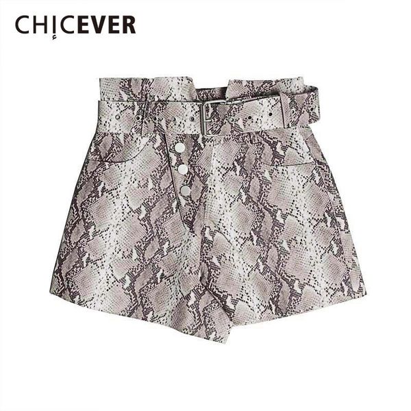 women's shorts chicever print snake pu leather high waist with sashes vintage short pants female fashion 2021 clothing, White;black
women's shorts chicever print snake pu leather high waist with sashes vintage short pants female fashion 2021 clothing, White;black