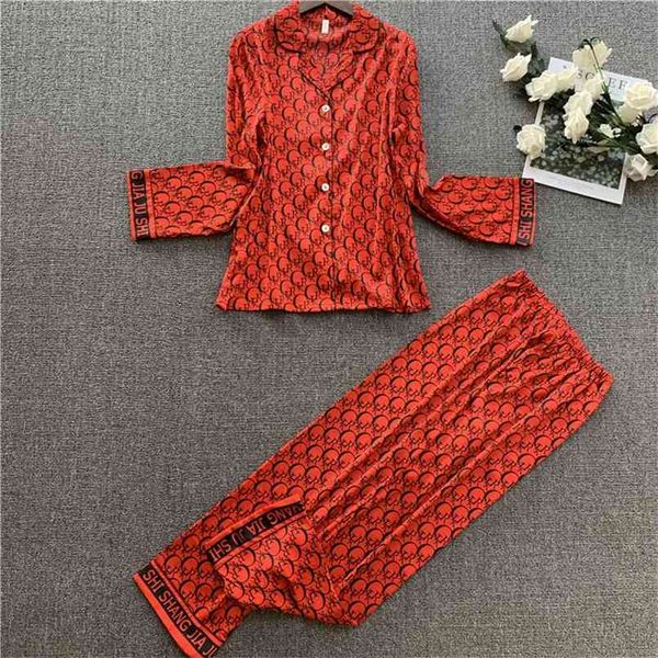 ladies silk poly pajamas set long sleeve trousers two-piece set sleepwear lounge pijama mujer female nightsuits 210809, Black;red
ladies silk poly pajamas set long sleeve trousers two-piece set sleepwear lounge pijama mujer female nightsuits 210809, Black;red