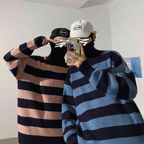 men's sweaters male striped high collar sweater, slim fit knitted sweater with for men and women, winter hctp, White;black
men's sweaters male striped high collar sweater, slim fit knitted sweater with for men and women, winter hctp, White;black