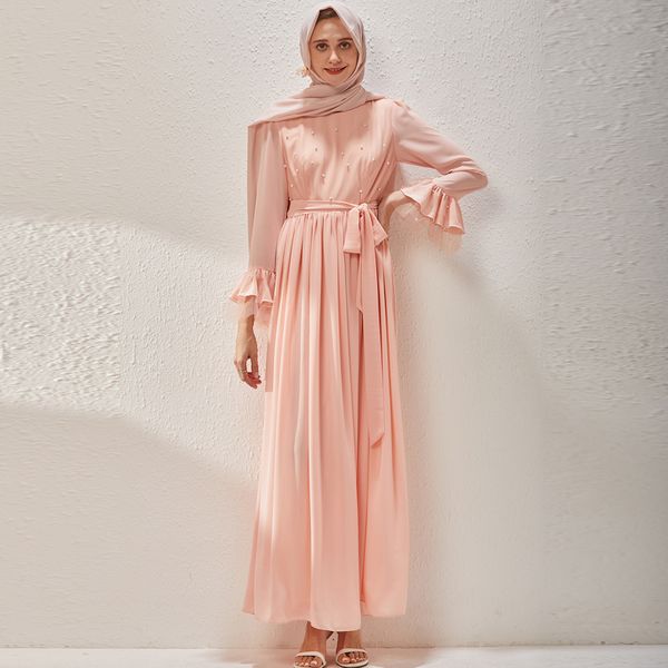 women's runway dress o neck long sleeves ruffles beaded lace up belt fashion maxi chiffon dresses vestidos, Black
women's runway dress o neck long sleeves ruffles beaded lace up belt fashion maxi chiffon dresses vestidos, Black