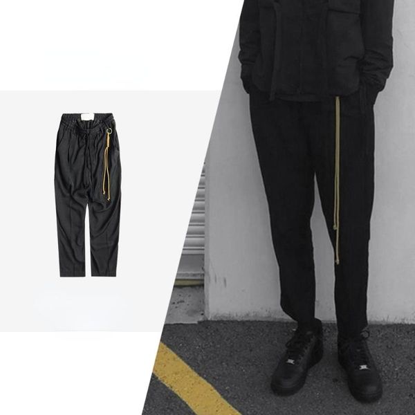 men's pants slacks with pendant bands and women's elastic drawstring high street, Black
men's pants slacks with pendant bands and women's elastic drawstring high street, Black