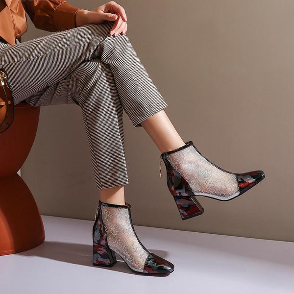 dress shoes spring 2021 and summer thick heel autumn women's single boots fashion hollow breathable mesh short versatile, Black
dress shoes spring 2021 and summer thick heel autumn women's single boots fashion hollow breathable mesh short versatile, Black