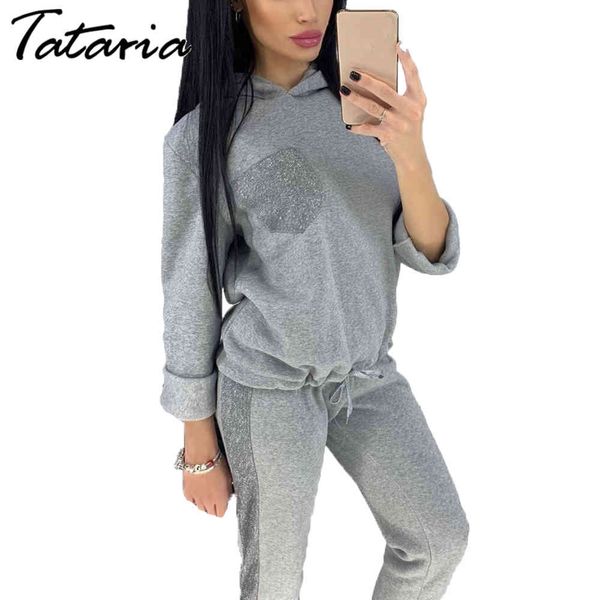 two peices set fashion tracksuit women hooded pockets pants sportwear suit outfits steatwear pullover hoodies sweatshirt 210514, White 
two peices set fashion tracksuit women hooded pockets pants sportwear suit outfits steatwear pullover hoodies sweatshirt 210514, White