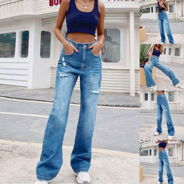women high waist baggy jeans distressed ripped hole denim pants loose trousers e56a women's, Blue
women high waist baggy jeans distressed ripped hole denim pants loose trousers e56a women's, Blue
