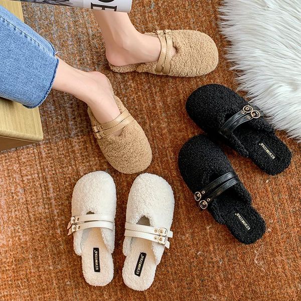 sandals buckle low woman leather shoes lady 2021 fur heels low-heeled flat outside girls fashion velvet short plush slipper, Black
sandals buckle low woman leather shoes lady 2021 fur heels low-heeled flat outside girls fashion velvet short plush slipper, Black