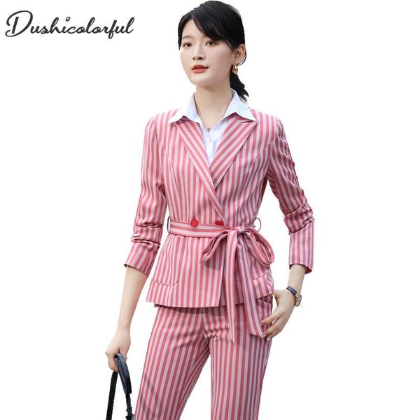 dushicolorful arrival blazer pants suits women ol 2 piece sets striped sashes lady jacket & trousers set women's two, White
dushicolorful arrival blazer pants suits women ol 2 piece sets striped sashes lady jacket & trousers set women's two, White