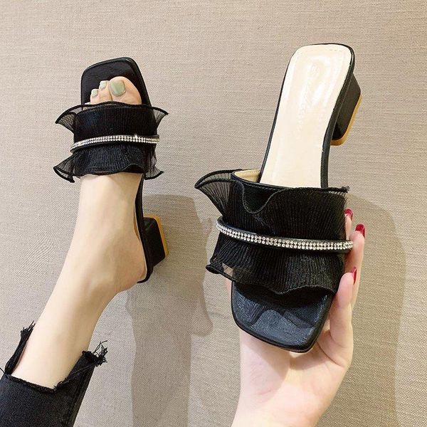 slippers shoes ladies' square heel med glitter slides fashion slipers women soft block jelly luxury 2021 summer crystal hoof hee, Black
slippers shoes ladies' square heel med glitter slides fashion slipers women soft block jelly luxury 2021 summer crystal hoof hee, Black