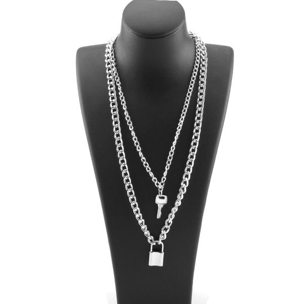 trendy hiphop key lock shape metal pendant link chain necklaces set for women men jewelry gift, Silver
trendy hiphop key lock shape metal pendant link chain necklaces set for women men jewelry gift, Silver
