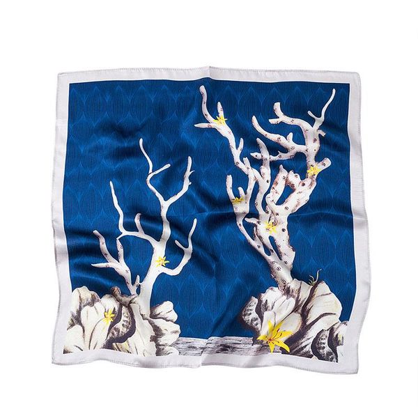 scarves 2021 fashion silk scarf women's deep sea coral printing 53*53cm square soft neckerchief lady's changeable wrist towel, Blue;gray
scarves 2021 fashion silk scarf women's deep sea coral printing 53*53cm square soft neckerchief lady's changeable wrist towel, Blue;gray