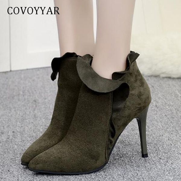 boots covoyyar 2021 pointed toe ankle women autumn sweet ruffles lady thin high heels side zip flock wbs789, Black
boots covoyyar 2021 pointed toe ankle women autumn sweet ruffles lady thin high heels side zip flock wbs789, Black