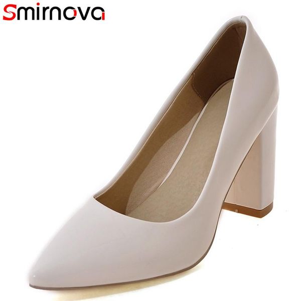 smirnova fashion patent leather heels shoes pointed toe solid color shallow office dress, Black
smirnova fashion patent leather heels shoes pointed toe solid color shallow office dress, Black