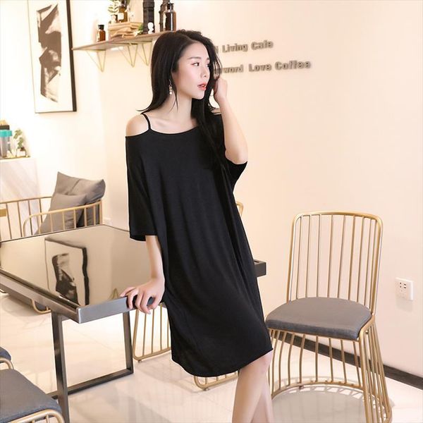 sleepshirts summer modal loose womens sleepwears large size nightdress strapless plus fat increase women sleepwear lingerie dress, Black;red
sleepshirts summer modal loose womens sleepwears large size nightdress strapless plus fat increase women sleepwear lingerie dress, Black;red