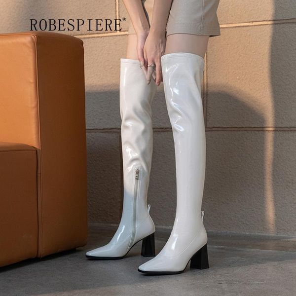 boots robespiere-patent leather over the knee stretch square toe thick heel high fashion street women's boots-b249, Black
boots robespiere-patent leather over the knee stretch square toe thick heel high fashion street women's boots-b249, Black