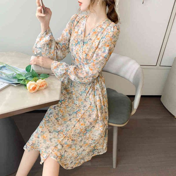 fall dress new long skirt oil bubble sleeve skirt v-neck chiffon thin waist broken flower woman light familiar wind 210412, Black;gray
fall dress new long skirt oil bubble sleeve skirt v-neck chiffon thin waist broken flower woman light familiar wind 210412, Black;gray