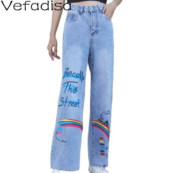 women's pants & capris vefadisa blue graffiti letter denim trousers women 2021 autumn fashion female wide leg cartoon print jeans qyf60, Black;white
women's pants & capris vefadisa blue graffiti letter denim trousers women 2021 autumn fashion female wide leg cartoon print jeans qyf60, Black;white