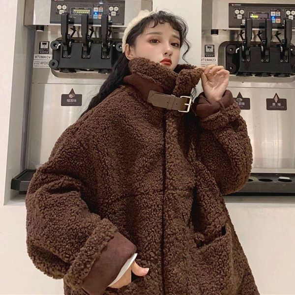 women's fur & faux women lambswool oversized jacket teddy bear coats vintage fashion coat winter hairly warm ladies outerwears, Black
women's fur & faux women lambswool oversized jacket teddy bear coats vintage fashion coat winter hairly warm ladies outerwears, Black