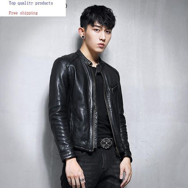 men's leather & faux genuine jacket men 100% sheepskin coat biker motorcycle man vlothes 2021 slim fit vintage 1780a, Black
men's leather & faux genuine jacket men 100% sheepskin coat biker motorcycle man vlothes 2021 slim fit vintage 1780a, Black