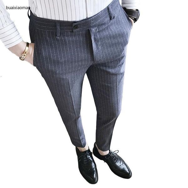 men's british wind striped business suit pants / 2021 fashion stretch slim feet large size suits & blazers, White;black
men's british wind striped business suit pants / 2021 fashion stretch slim feet large size suits & blazers, White;black