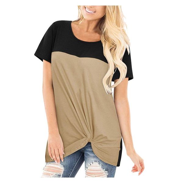women's t-shirt oversized color matching stitching knotted o-neck short sleeve tee shirts harajuku fashion woman clothing, White
women's t-shirt oversized color matching stitching knotted o-neck short sleeve tee shirts harajuku fashion woman clothing, White