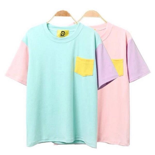 punk harajuku ulzzang school women t shirt candy color patch loose pocket korean kawaii cute tee cap sleeve and top, White
punk harajuku ulzzang school women t shirt candy color patch loose pocket korean kawaii cute tee cap sleeve and top, White
