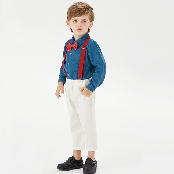 clothing children's multicolor long sleeve bow tie shirt suspender suit party, Blue
clothing children's multicolor long sleeve bow tie shirt suspender suit party, Blue