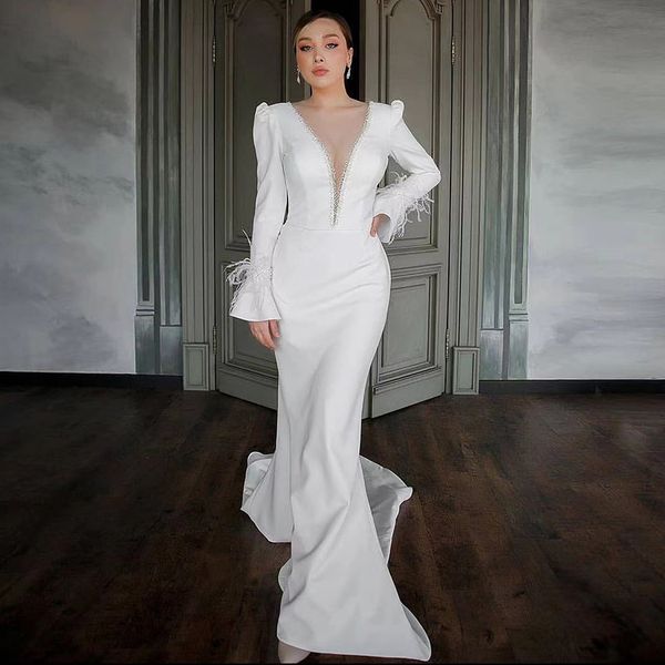trajes de boda mujer mermaid wedding dress v neck long sleeves middles east bridal party gowns custom robe de mariee sexy, White
trajes de boda mujer mermaid wedding dress v neck long sleeves middles east bridal party gowns custom robe de mariee sexy, White