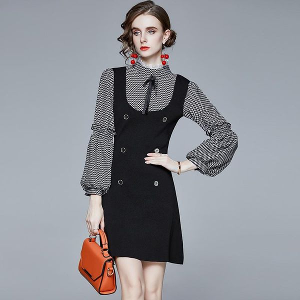 casual dresses fake two-piece woman dress elegant lantern sleeve double-breasted waist plaid splicing office lady above knee, mini, Black;gray
casual dresses fake two-piece woman dress elegant lantern sleeve double-breasted waist plaid splicing office lady above knee, mini, Black;gray