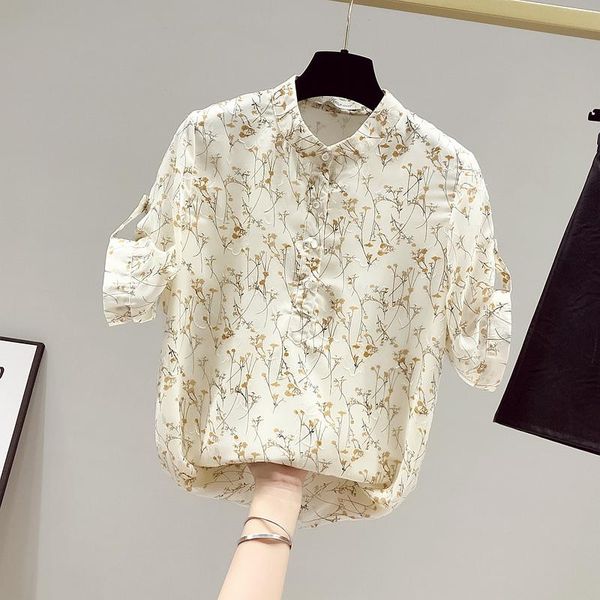 women's blouses & shirts fashion summer elegant short sleeves floral print ol chiffon shirt blouse female clothing, White
women's blouses & shirts fashion summer elegant short sleeves floral print ol chiffon shirt blouse female clothing, White