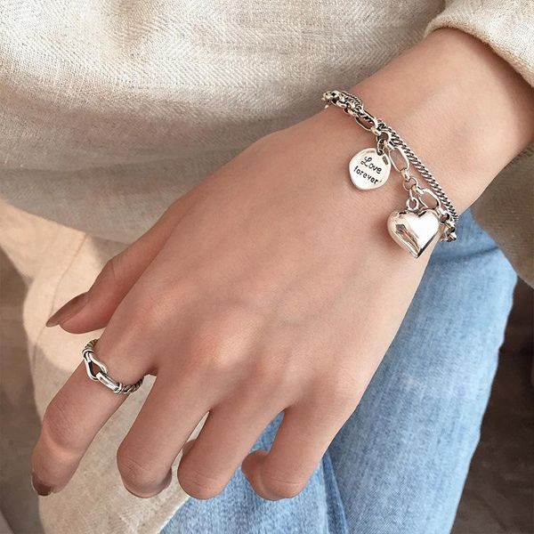 link, chain hip hop cool double layered linked heart bracelets for women silver color chunky charm bracelet street style jewelry, Black
link, chain hip hop cool double layered linked heart bracelets for women silver color chunky charm bracelet street style jewelry, Black