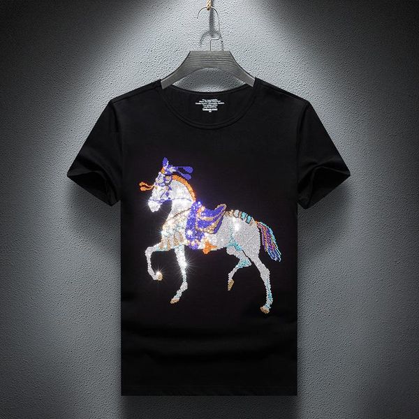 men's t-shirts summer short-sleeved cotton t-shirt shinning luxury horse drilling casual rhinestone tshirt big size, White;black
men's t-shirts summer short-sleeved cotton t-shirt shinning luxury horse drilling casual rhinestone tshirt big size, White;black