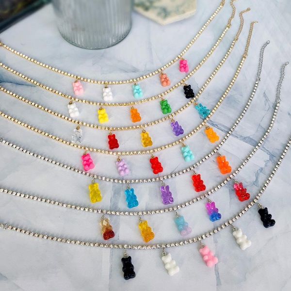 chains flatfoosie korean candy color 5 bear gummy crystal necklace for women bling rhinestone chain choker fashion jewelry, Silver
chains flatfoosie korean candy color 5 bear gummy crystal necklace for women bling rhinestone chain choker fashion jewelry, Silver