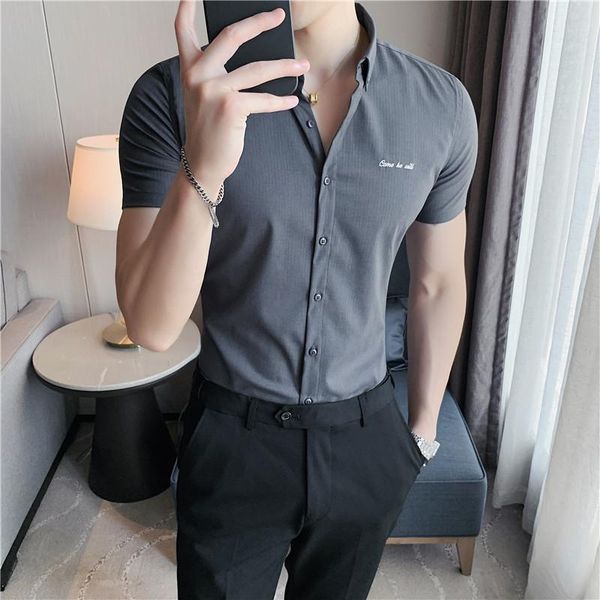 men's dress shirts plus size 4xl- men short sleeve simple letter embroidery slim fit casual business formal wear chemise homme 4color, White;black
men's dress shirts plus size 4xl- men short sleeve simple letter embroidery slim fit casual business formal wear chemise homme 4color, White;black