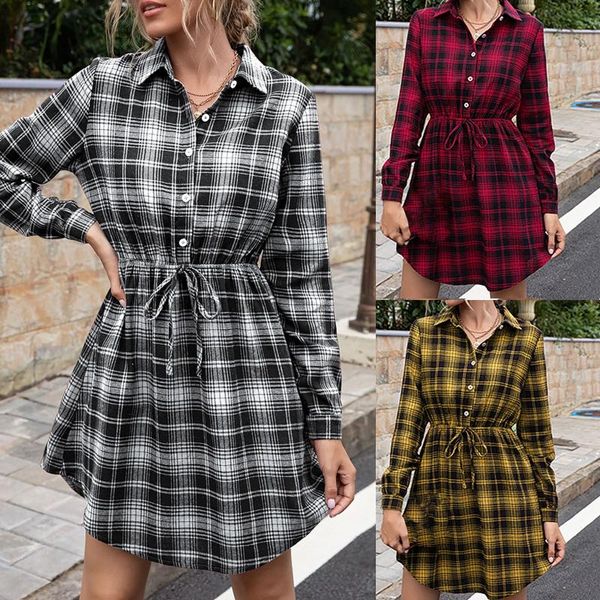 casual dresses winter dress women mid-length waist-length plaid office ladies work vestido de mujer, Black;gray
casual dresses winter dress women mid-length waist-length plaid office ladies work vestido de mujer, Black;gray