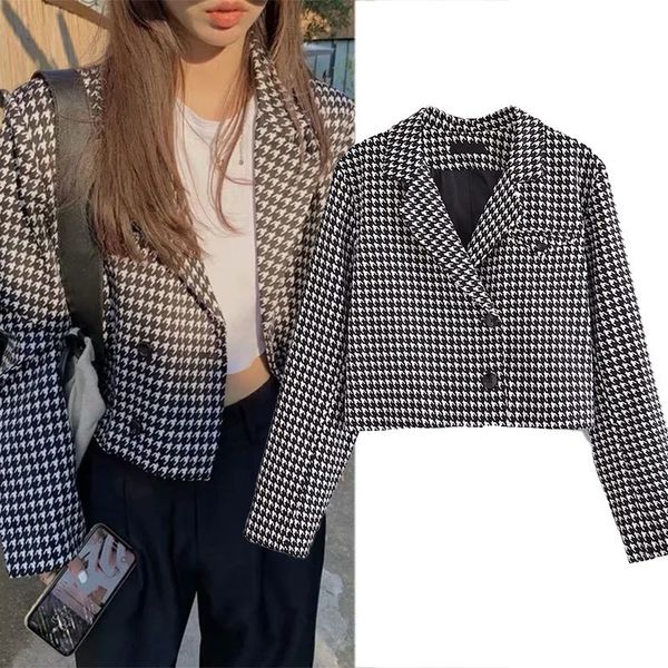 women's suits & blazers female fashions short blazer plaid jacket long office sleeve outerwear chic buttons loose women's clothes, White;black
women's suits & blazers female fashions short blazer plaid jacket long office sleeve outerwear chic buttons loose women's clothes, White;black