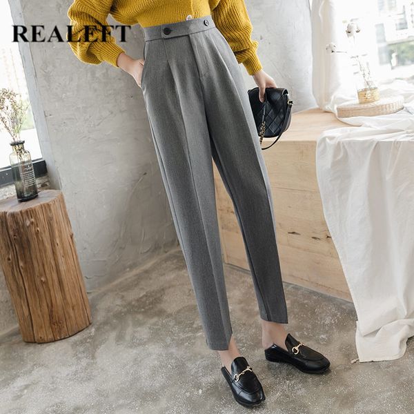 spring summer korean ol style button women harem pants pockets high waist elegant office lady casual 210428, Black;white
spring summer korean ol style button women harem pants pockets high waist elegant office lady casual 210428, Black;white