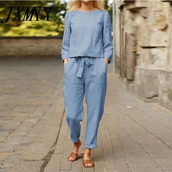 autumn office lady elegant long sleeve outfit women solid cotton linen two piece sets casual o neck + wide leg pants suits 220315, White
autumn office lady elegant long sleeve outfit women solid cotton linen two piece sets casual o neck + wide leg pants suits 220315, White