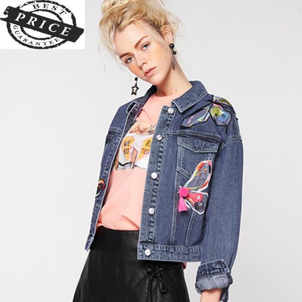 women spring autumn butterfly embroidery turn-down collar single breasted denim outerwear female temperament coats zx842 women's jacket, Black;brown
women spring autumn butterfly embroidery turn-down collar single breasted denim outerwear female temperament coats zx842 women's jacket, Black;brown