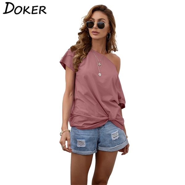 summer solid color o neck tee shirt femme off-shoulder under twisted flower diagonal collar casual t-shirt women 210603, White
summer solid color o neck tee shirt femme off-shoulder under twisted flower diagonal collar casual t-shirt women 210603, White