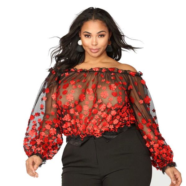 plus size t-shirt floral embroidery women transparent mesh crop blouse off shoulder 2021 lady slash neck backless short blusa top, Black
plus size t-shirt floral embroidery women transparent mesh crop blouse off shoulder 2021 lady slash neck backless short blusa top, Black