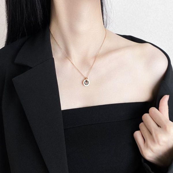 pendant necklaces ins light much wind double circle with roman numerals clavicle necklace don't rub off the female titanium steel, Silver
pendant necklaces ins light much wind double circle with roman numerals clavicle necklace don't rub off the female titanium steel, Silver