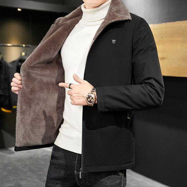 men's warm et, leather collar windbreaker, thick cotton coat, black, casual, wool, autumn trend
men's warm et, leather collar windbreaker, thick cotton coat, black, casual, wool, autumn trend