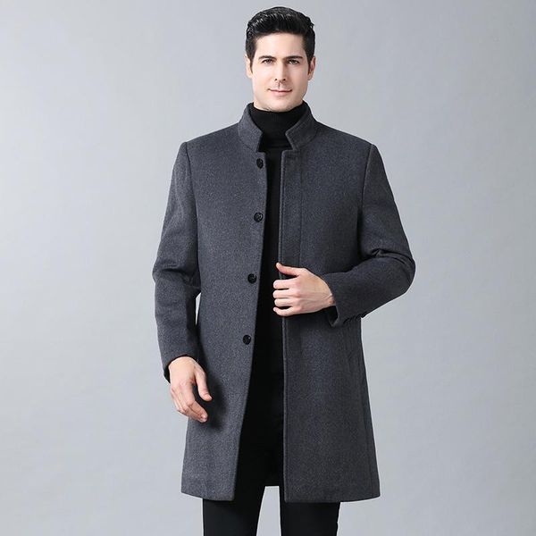 men's wool & blends men jacket warm winter trench coat long outwear button overcoat stand collar casual windbreaker jackets, Black
men's wool & blends men jacket warm winter trench coat long outwear button overcoat stand collar casual windbreaker jackets, Black